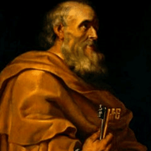 Imagem de São Calisto I com chaves na mão representando o Papado e as chaves dadas a Pedro
