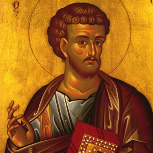 Ícone de São Lucas com o Evangelho na mão