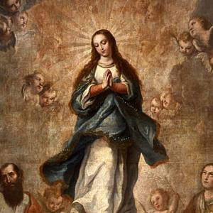 Imagem da Imaculada Conceição de Maria olhando todos do céu